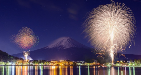 河口湖冬花火